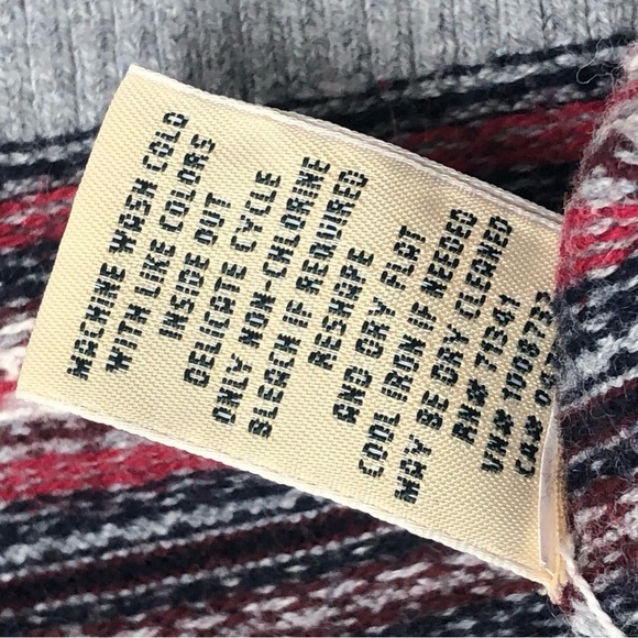 L.L. Bean Cardigan Fair Isle Cotton Cashmere Blend Sweater Gray Pink Size Large - Picture 8 of 14